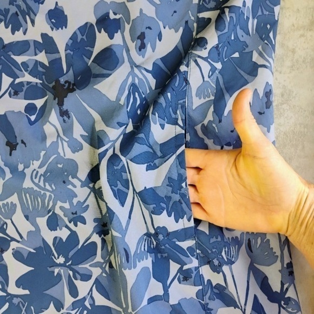 RipSkirt Hawaii Dress Womens Large Blue Floral Pockets Tropical Beachy Vacation - Picture 9 of 12